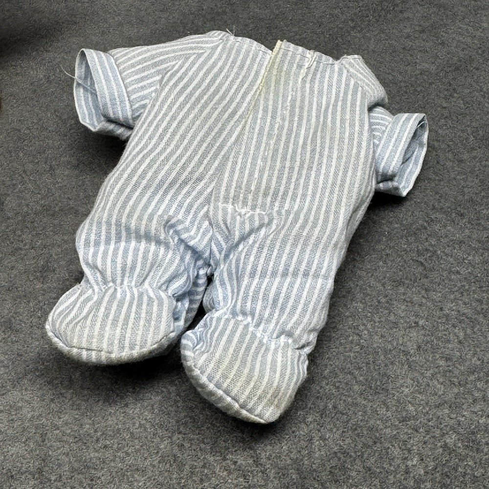 Vintage Russ Troll Doll 5" Figure Blue Striped One Piece Pajamas Baby Blue Hair - Picture 3 of 9